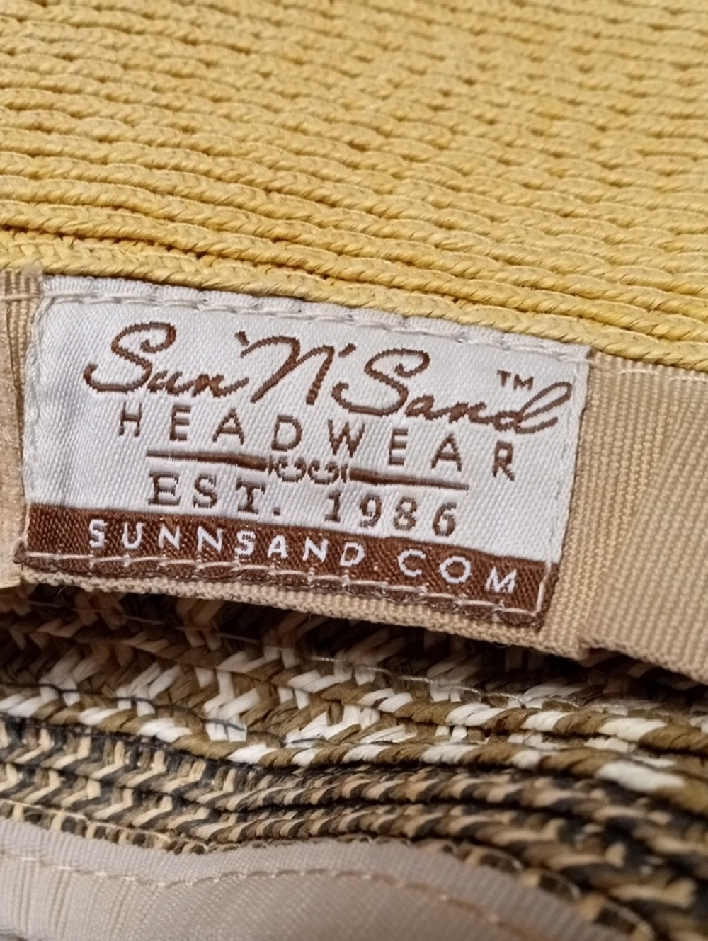 Sun N Sand Yellow Straw Sun Hat  Headwear. Open top, Velcro Adjustable. - Picture 3 of 6